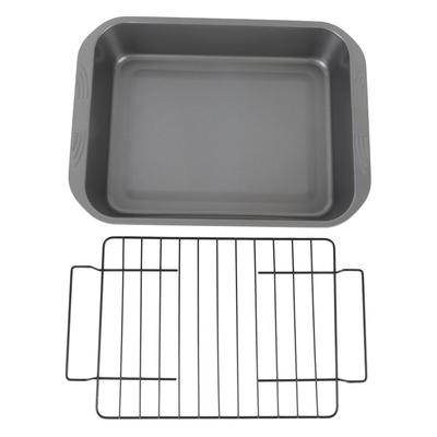 Nonstick Roaster with Rack Carbon Steel Heat Resistant Rectangular Roasting Pan Oven Baking Tray