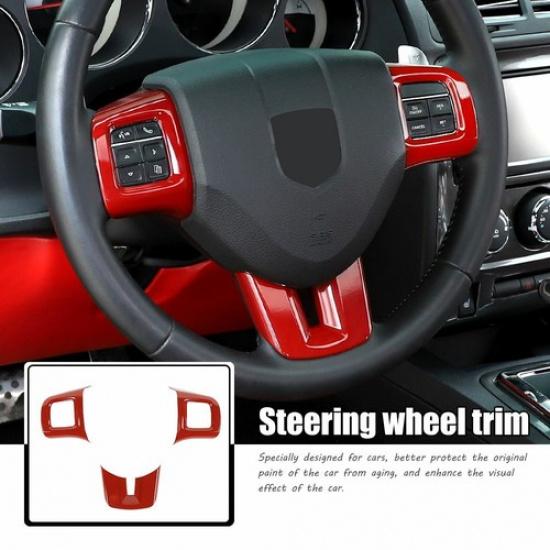 Car Steering Wheel Moulding Cover Trim Bezels For Dodge Challenger 2009-2014 Red