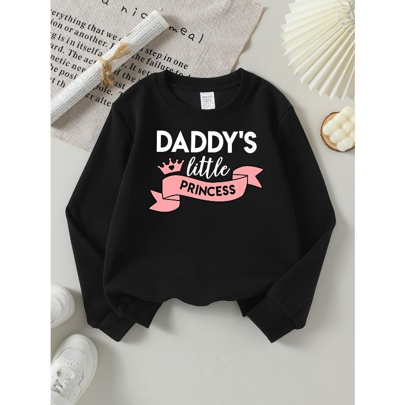 Kids Sweatshirt ,Round Neck Sweatshirt, Little Princess Crown Pink Ribbon, Autumn and Winter Comfortable Warm Fashion Printed Top