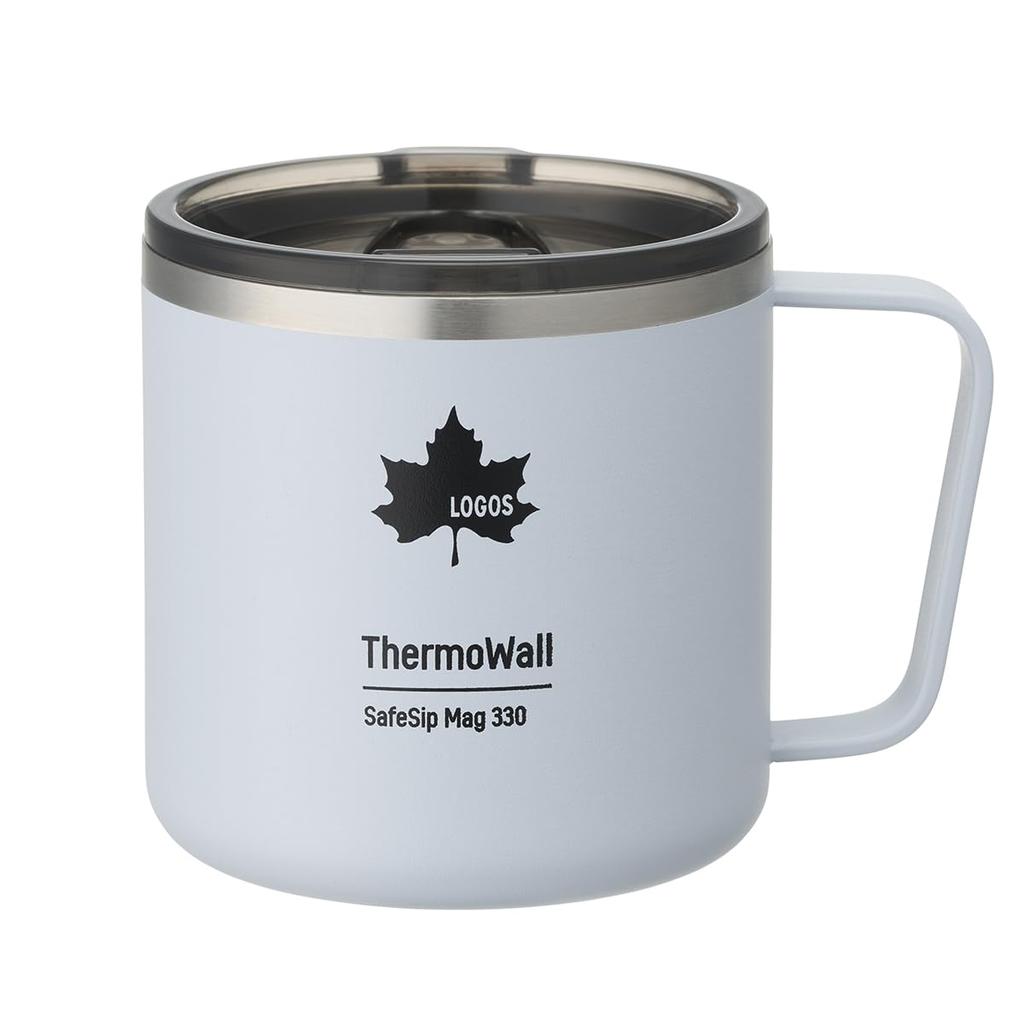 LOGOS ThermoWall Vacuum Insulated Mug 330ml Ice Gray 81286182 Camping Mug Bottle Slim Design Lightweight Keeps Drinks Hot or Cold Direct Drinking