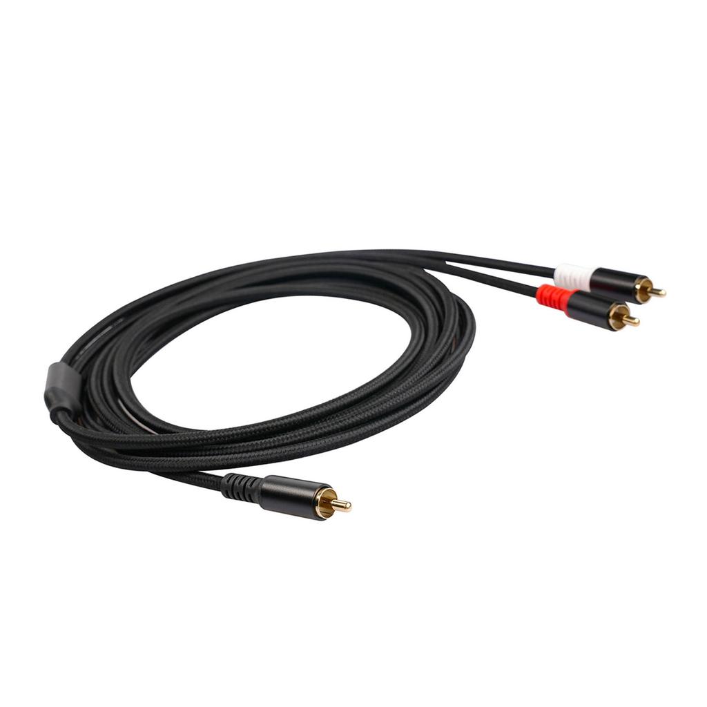 RCA Y Cable 1 RCA Male To 2 RCA Male Stereo Audio Cable Dual Shielded Gold Plated 6.5Ft Amplifier TV Mixer CD DVD