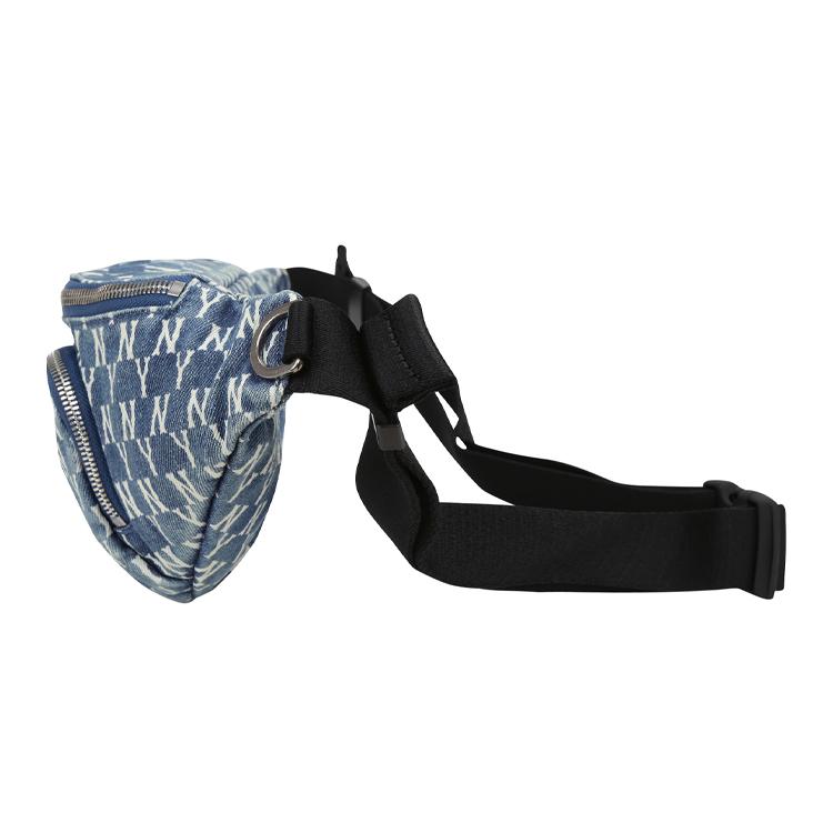 New MLB Monogram Collection Cotton Crossbody Bag, Fanny Pack Unisex Denim Blue 32BGCD011-50U