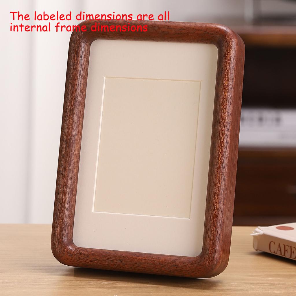 5-12in A4 A3 Solid Wood Black Walnut Frame Mortise and Tenon Round Corner Picture Frame Couple Photo Display Stand Home Decor