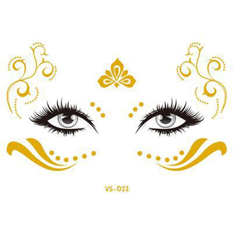 Pegatinas de purpurina para tatuajes faciales, tatuajes temporales metálicos dorados, calcomanías de maquillaje impermeables para chicas, fiestas, festivales de música