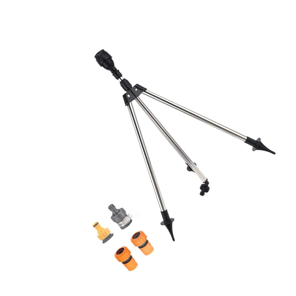 Lawn Metal Base Tripod Sprinkler Head Leakproof Design 3/4in Hose Fitting Customizable Sprayed Patterns Outdoor Watering