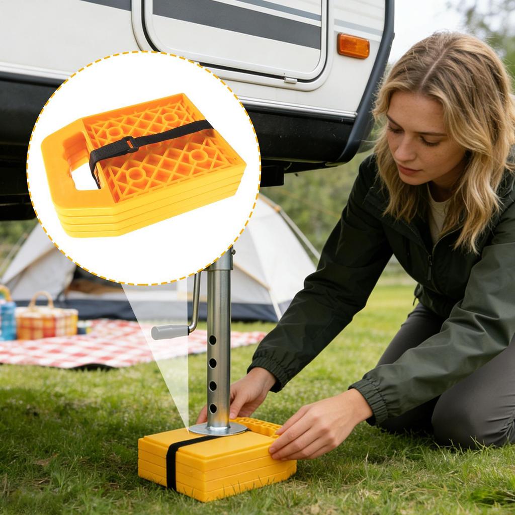 Rv Stabilizer Pads 4 Pieces Heavy Duty Anti-slip Stabilizing Block Rv Jack Blocks Pads For Crane Trailer Tow Truck Automotive