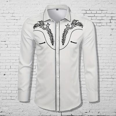 Men's Wheat Ear Printed Long Sleeve Shirts Casual Cardigan New Button Holiday Fashion Shirts