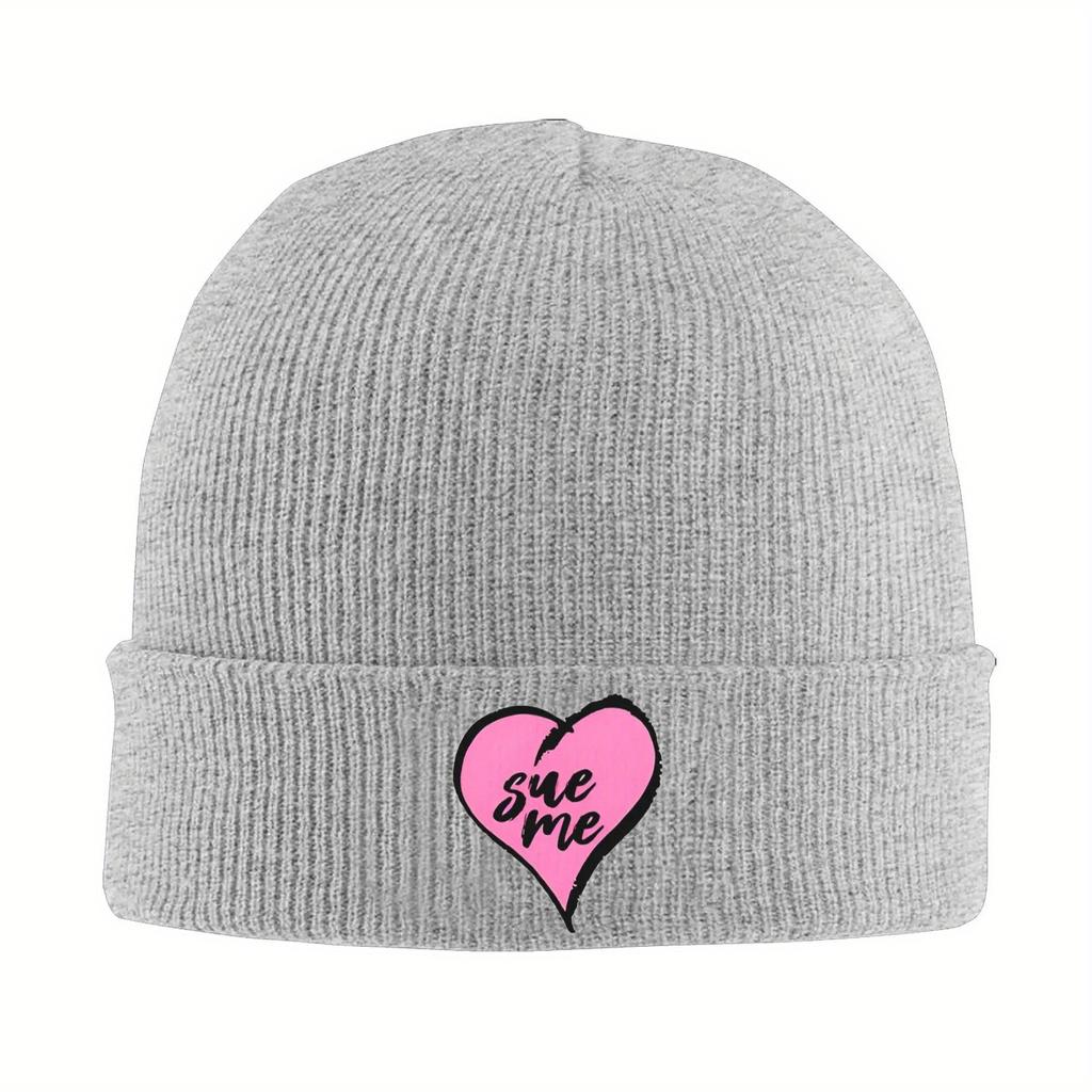 Sabrina Carpenter Sue Me Heart Knitted Hat Beanies Autumn Winter Hats Warm Acrylic Street Music Album Cap for Men Women  Gifts