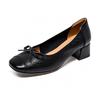 Eckiger Kopf High Heels Damen Frühling und Sommer Schleife leichter Mund dicker Absatz mittlerer Absatz ein Pedal einzelne Schuhe Mary Jane Schuhe