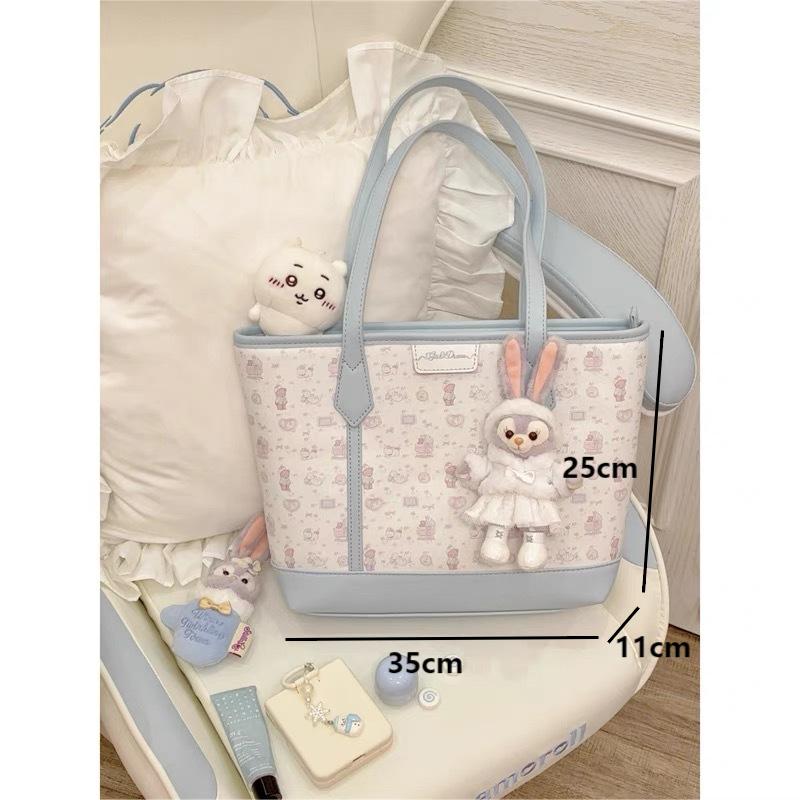 Women's Commuting Large Capacity Shoulder Bag Fashion PU Leather Tote Bags Cute Printed Cartoon Handbags Students Schoolbags