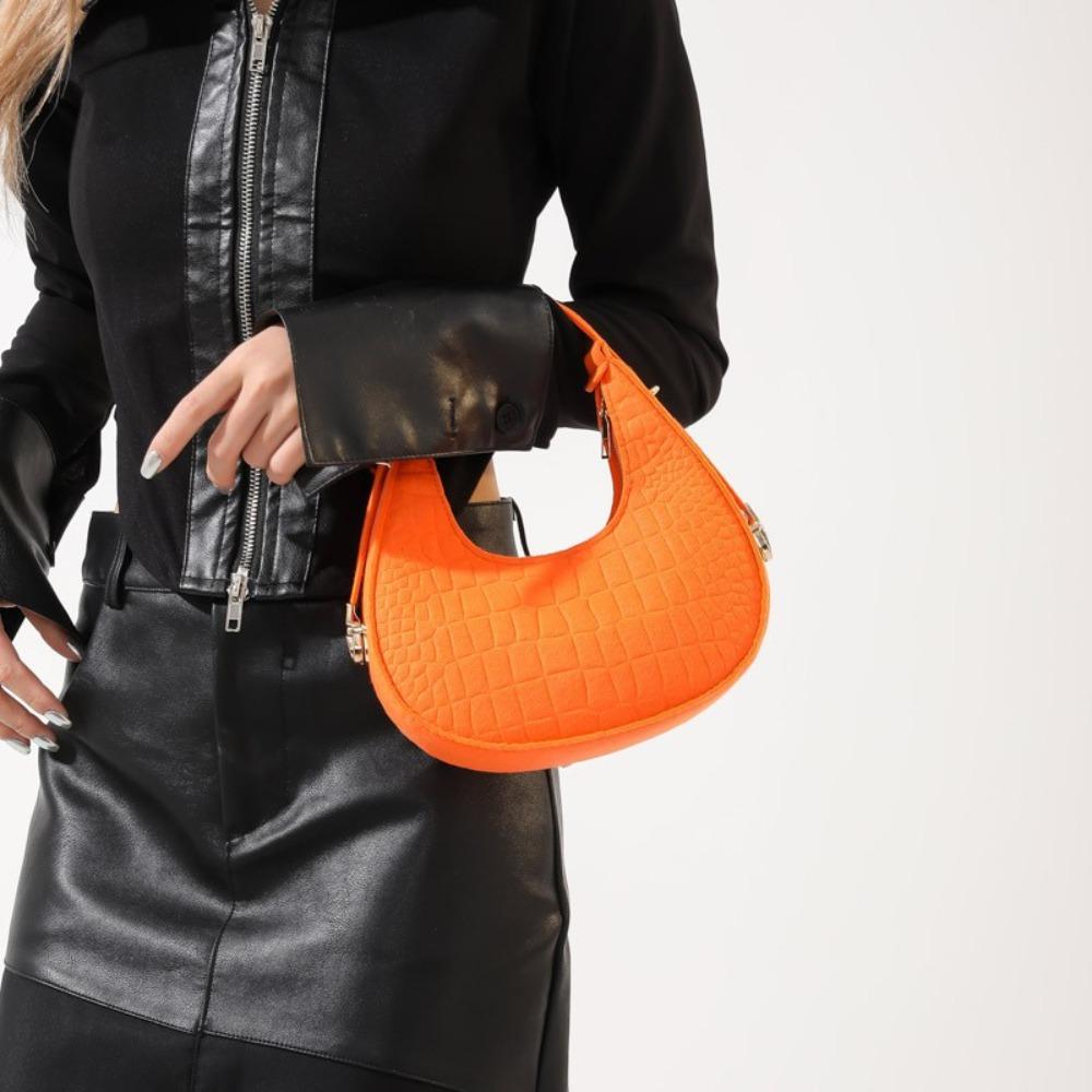 Shoulder Pouch Crescent Bag Solid Color Felt Handbag Simple Cloth Shoulder Bag  Girls