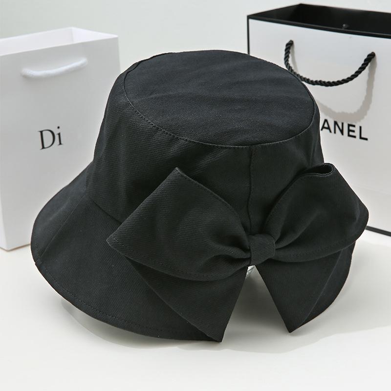 Versatile bucket hat women's spring and autumn cotton back split bow casual sun hat hat women