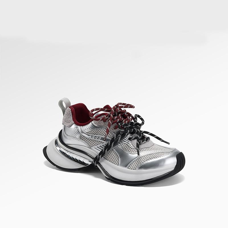 Shoes women's super fire silver retro strap platform muffin sneakers show feet small casual velvet cotton shoes
