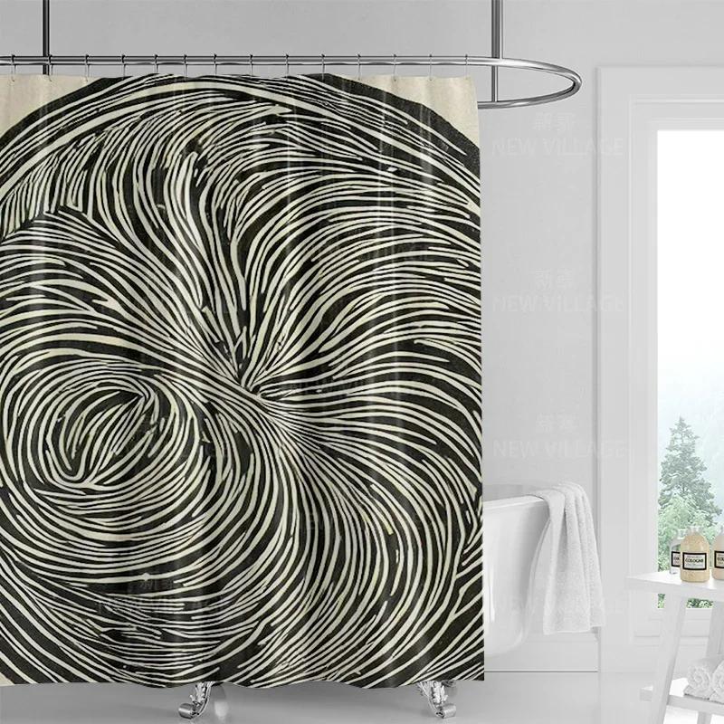 וילון מקלחת גרפיטי גיאומטרי מופשט סגנון מינימליסטי נורדי בד עמיד למים וילון אמבטיה וילון מקלחת 180x200