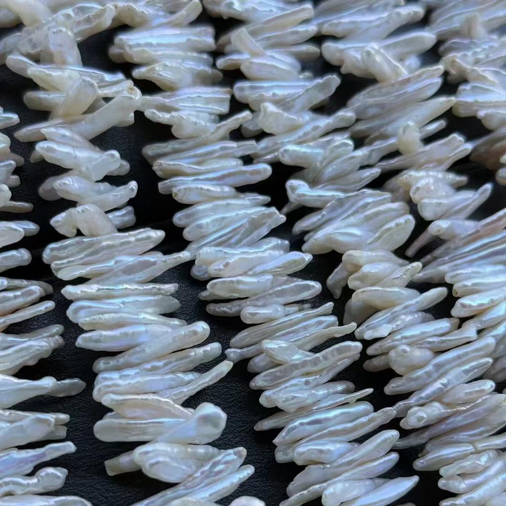 1 Ficelle, Perles d'Eau Douce Naturelles Blanches, Perles Baroque à Trou Horizontal, pour la Fabrication de Colliers, Bracelets, Bijoux Artisanaux, Longueur 36 Cm