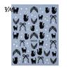 Women Nail Art Halloween Gothic Bat Stickers, Black Cat Bow Manicure Decoration Waterproof Stickers Decals, Girls Accessories for Holiday Party