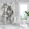 1Pc Wolf Pattern Printed Shower Curtain, Waterproof, With 12 Hooks, Bathroom Showers, Bathtub, Fashionable Home Use