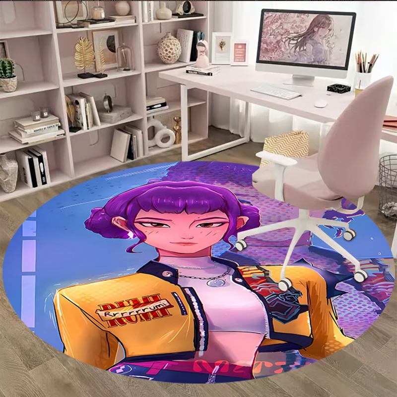 1pz KPop Demon Hunters ZOEY3 Stampa Tappeto Rotondo Sedia Tappeto Rotondo Adatto per Camera da Letto Soggiorno Tappeto Decorativo per la Casa