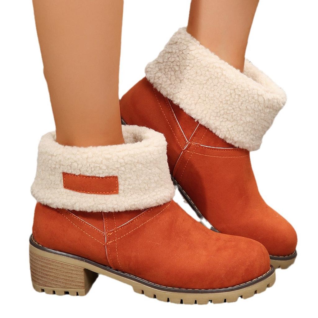European and American Winter Thick-soled Velvet Thickened Snow Boots Women's Warm Towel Short Boots Cotton Shoes Women