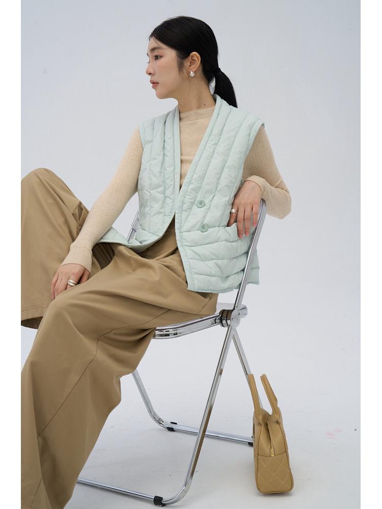 Damen V-Ausschnitt Petite Daunenweste - Herbst/Winter Ärmellose Oberbekleidung