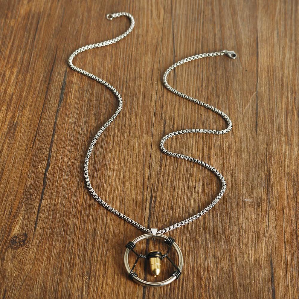 

Fashionable And Unique Hollow Circular Bullet-shaped Pendant, Versatile Necklace Gift one size