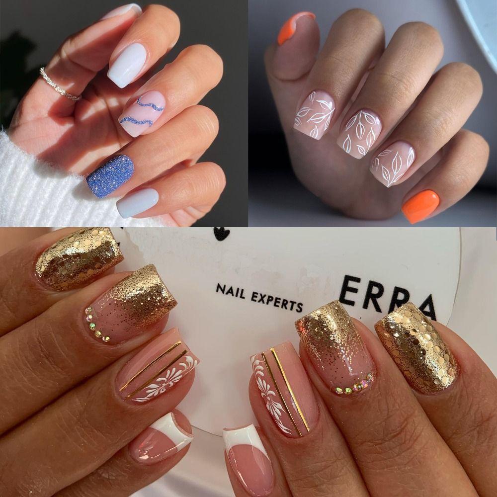 

Nail Tips Manicure Detachable Fake Nials Press on Nails Square Head False Nails Simple