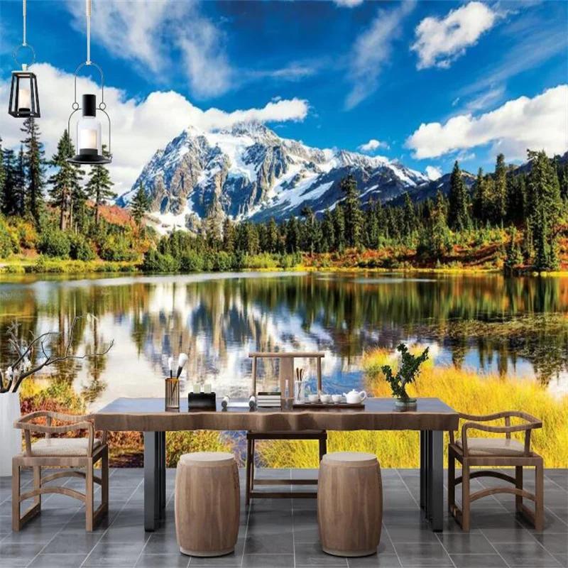Tapeta s krajinou přírodního lesa Pozadí stěny za postelí a pohovkou Dekorace obývacího pokoje 3D tapeta