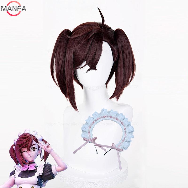 High Quality Momo Ayase Ekalun  Cosplay Wig Anime Dandadan Cosplay Short Brown Heat Resistant  Hair Anime Cosplay Wigs + Wig Cap
