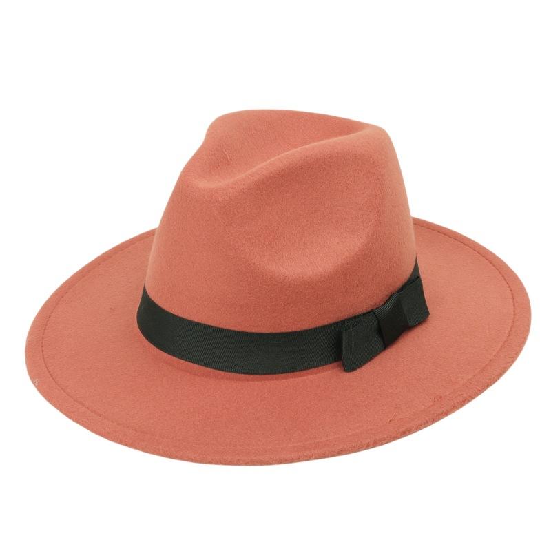 Street Shot Imitation Wool British Retro Jazz Hat Men'S And Women'S Big-Brimmed Top Hat Felt Hat Versatile Shade
