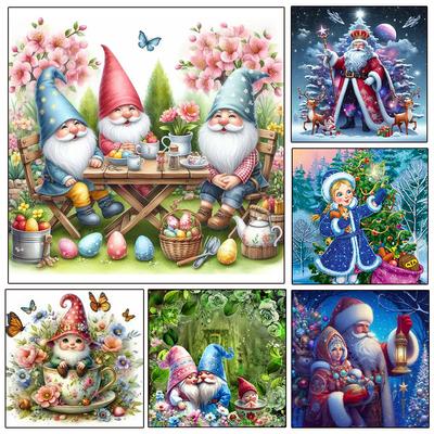Weihnachtsmann und Hirsch Diamantmalerei Neu 2024 DIY Diamantmosaik Vollrund/Quadratisch Cartoon Weihnachtsgeschenk Wandkunst Renovierung