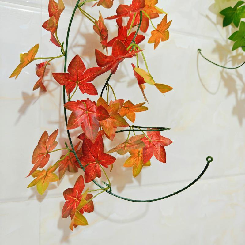 Artificial Red Maple Leaves Pothos Vine: Wall or Ceiling Hanging, Climbing Decorative Greenery