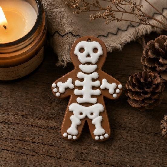 Yousheng Skeleton Gingerbread Man Hanging Ornaments, Halloween Resin Decorations, Creative Hanging Pendant for Christmas Tree Wall Door Party Decor