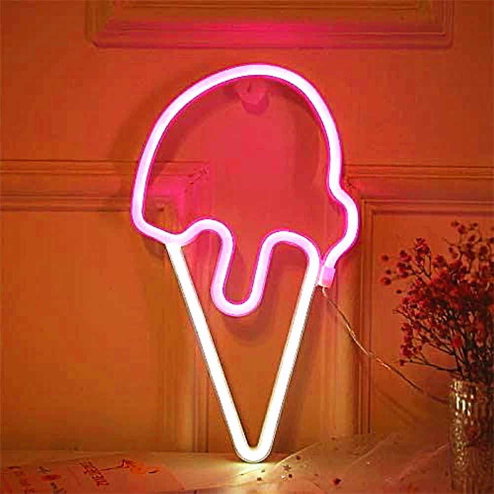 Ice Cream Neon Sign LED Light, Battery Or USB Powered Neon Light Up Signs, For KTV Pub Bar Party Home Bedroom Decorations Aesthetic Birthday Gifts