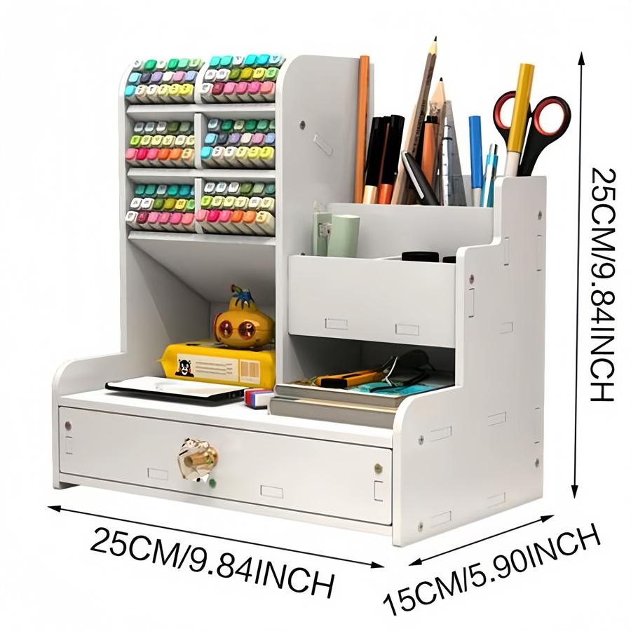 Diy Space-saving Large-capacity Pen Holder Office Supplies Storage Stationery Box Student School Supplies Storage Dormitory Use