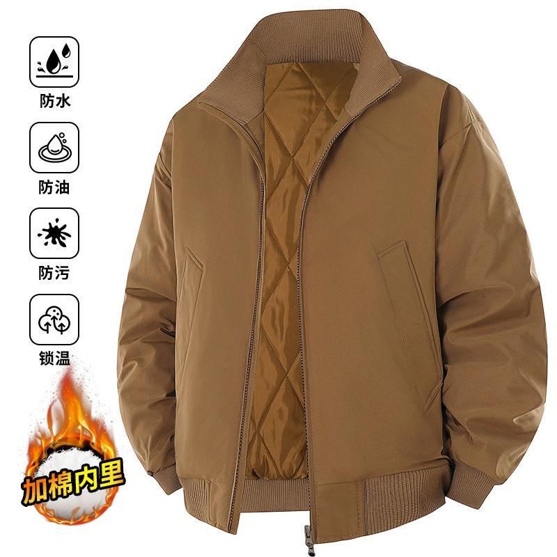 

Осенне-зимняя хлопковая куртка мужская зимняя новая однотонная модный бренд повседневная летная куртка со стойкой воротником на хлопковой подкладке мужская 3XL верблюд