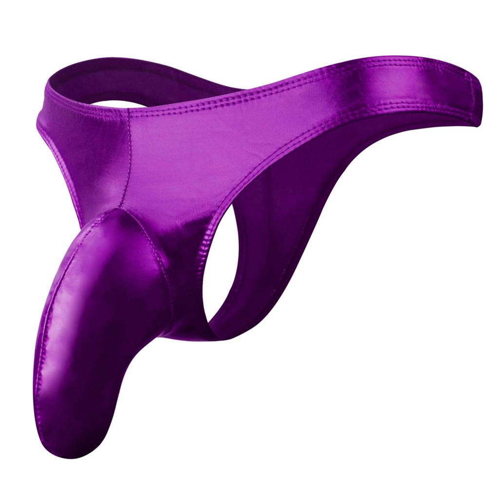Mens Shiny Metallic Thong Low Rise Bulge Enhancer Breathable Stretchy Underwear Lingerie Partywear