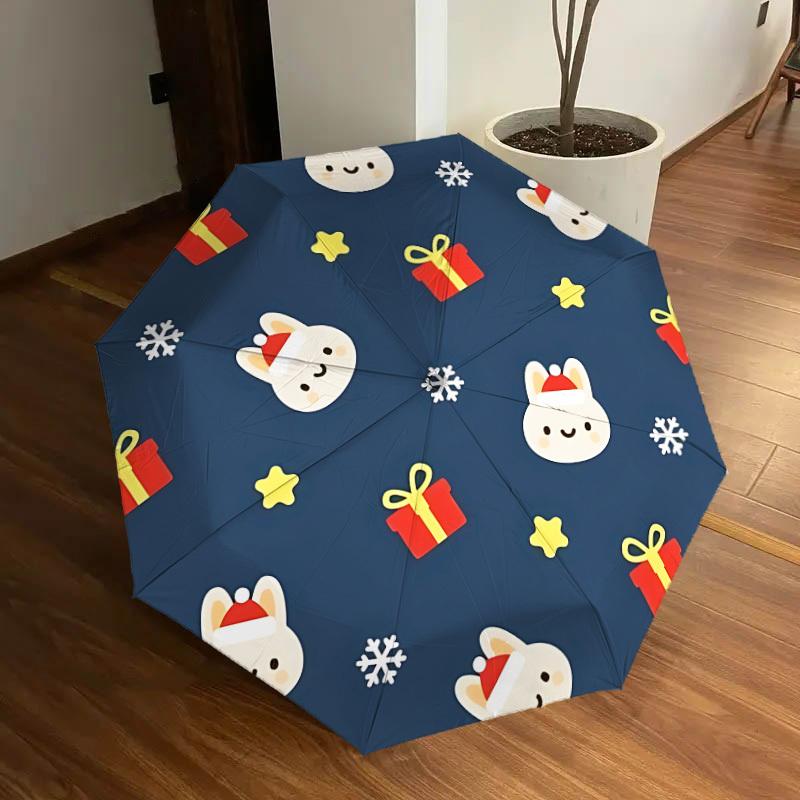 

1pc Christmas, Bunny Automatic Umbrella Durable Iron Frame & Plastic Handle, Gift for Men & Women, Sturdy Construction yy250905122
