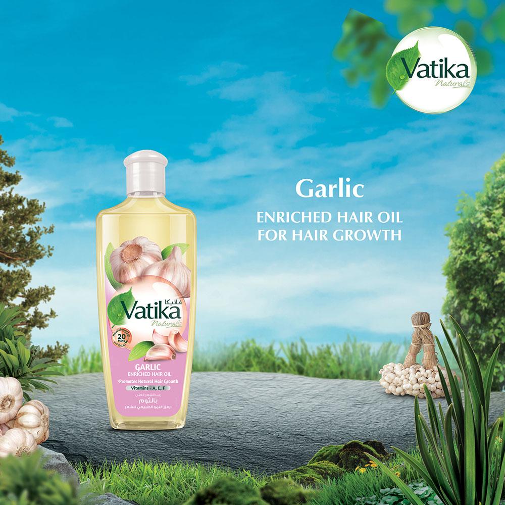 Garlic Hair Oil 200ml. with Garlic Extract Vatika Naturals Dabur Multivitamin - Natural Hair Growth