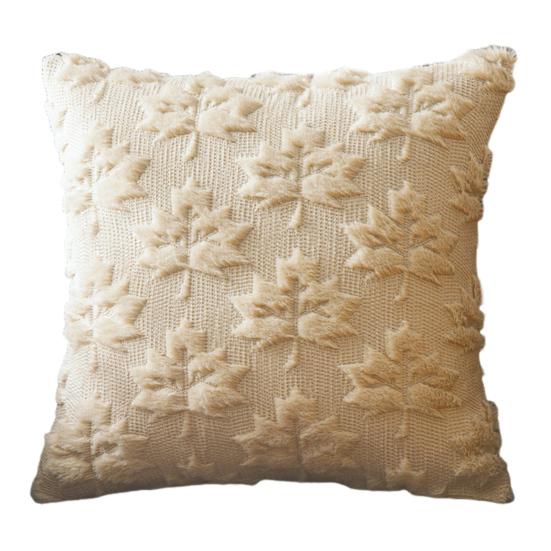 Decorative Pillow Case Embroidery Maple Leaves Pumpkin Pattern Pillow Cover Removable