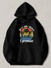 Black Pullover Hoodie with Vintage Sunset Seashell Graphic Just One More Seashell I Promise Text Casual Beach Vacation Sweatshirt
