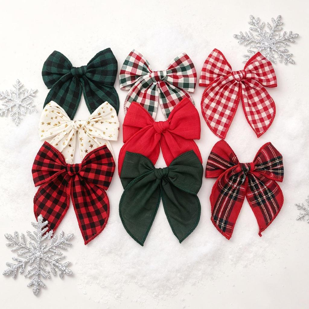Plaid Bow Hair Clip - Festive Christmas Party Accessory
