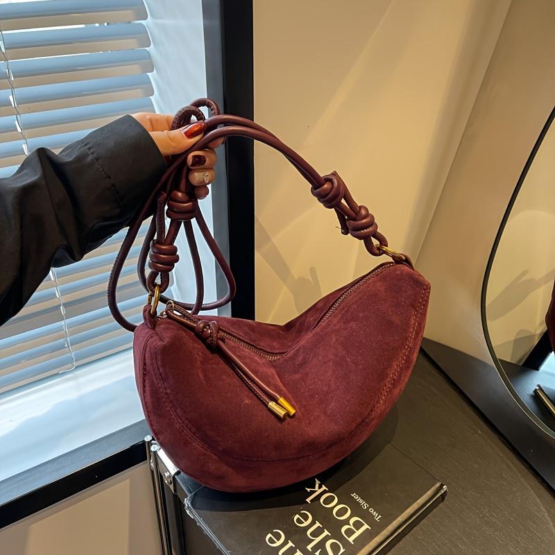Women'S Retro Underarm Dinner Satchel Plush Frosted Casual Crossbody Bag Creative Shoulder Dumpling Bag Adjustable Shoulder Strap Waterproof Handbag
