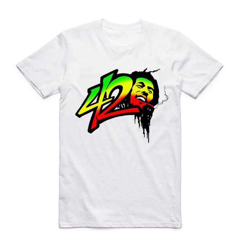 Fashion Men Print Bob Marley Reggae Rastafari Tshirt Oneck Short Sleeve Rasta Rastafarian 420 Weed Unisex Top Tee T Shirt