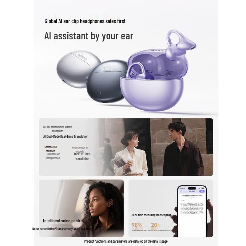 Saina Open-Ear AI Translation Bluetooth Headset