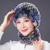 Hat Female Autumn Winter Trendy Versatile Rex Rabbit Hair Cycling Warm Ear Protection Fur Hat Scarf Set
