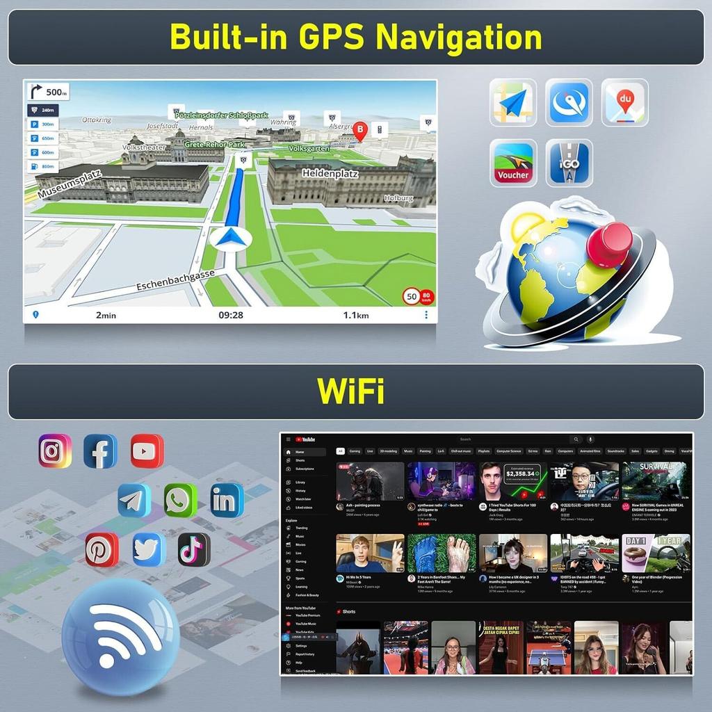 IBEAFILLY Car Radio 9 Inch CarPlay Android 13 GPS for FIAT PANDA 2013-2020 with Rear View Camera 2GB+32GB