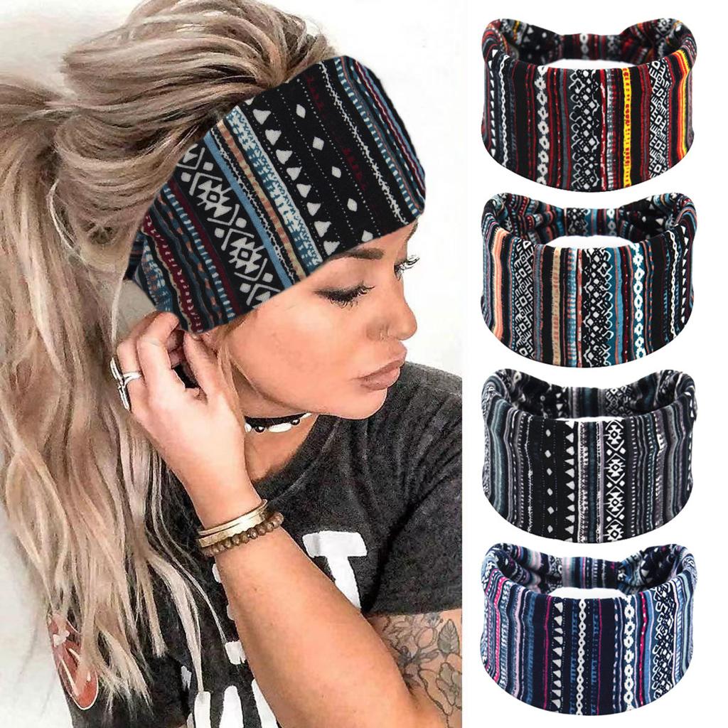 Bohemian Cashew Yoga Übung Stirnband Anti Schweiß und Feuchtigkeit Absorbieren Elastische Baumwolle Stirnband Knoten Stirnband