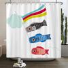 Japan Carp Banner Japanese-style Lucky Cat Printed Bath Curtains Bathroom For Bathing Cover Shower Curtains with 12 Pcs Hooks