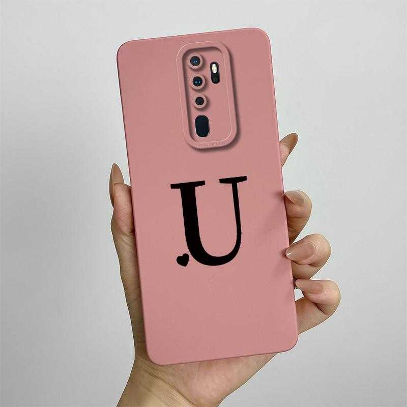 Cute Initial Letters Case For OPPO A5 (2020) Liquid Silicone Smooth Cases For OPPO A9 (2020) A11X Soft Cover OPPO A5 2020 Bag