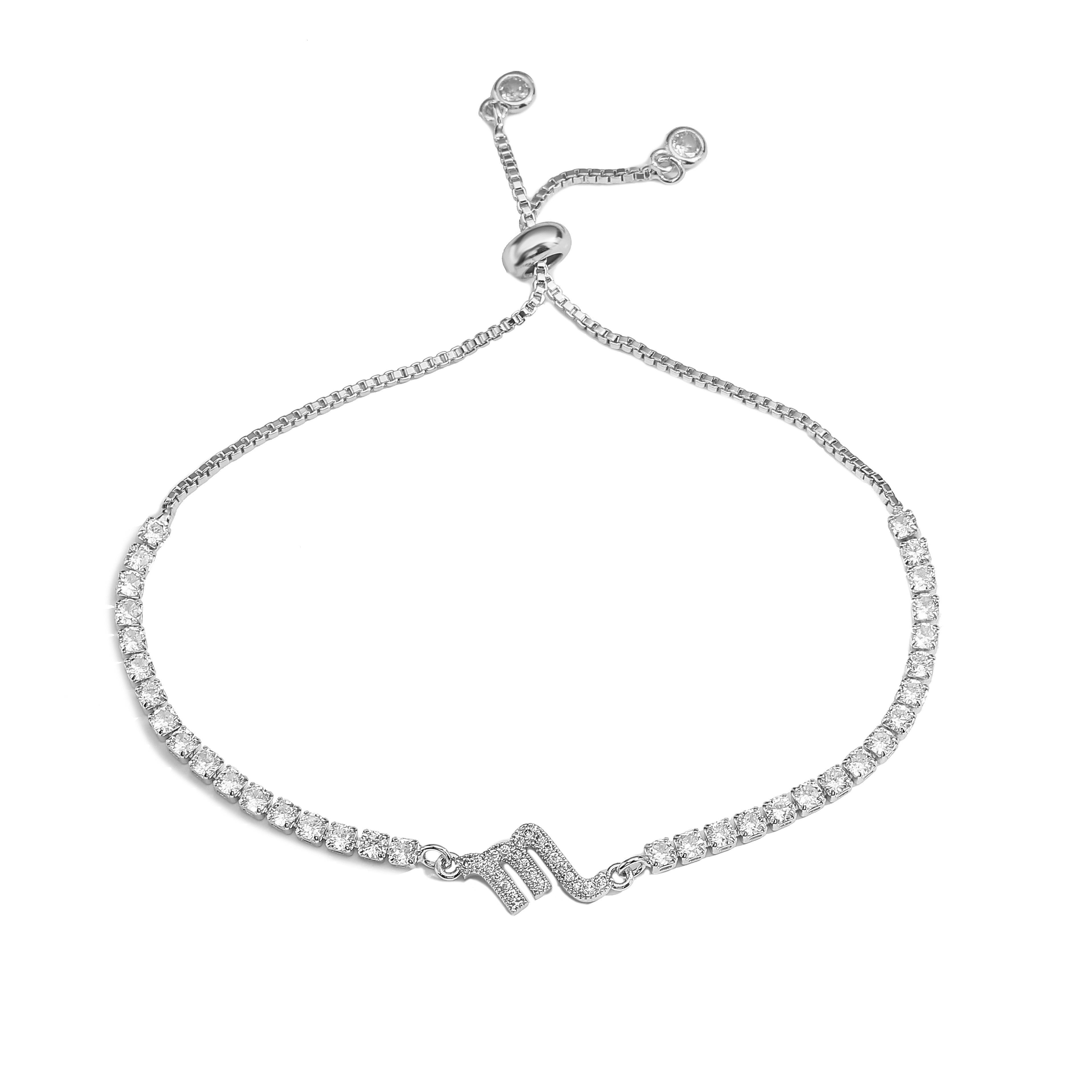 HECHENG,Constellation bracelet,Star Zodiac Sign 12 Constellation Bracelet Zircon Charm Gold Color Chain Bracelet for Women Birth